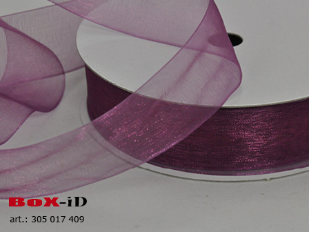 Organza woven edge Kleur 409 aubergine 25mm x 25m